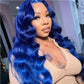 13x4 9A Blue Transparent Lace Wig Straight  Lace Front Human Hair  180% 8-24