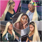 13X4 1B/613 Straight Human Hair Medium Brown Lace Deep Part 2 Tones 613 Frontal Wigs With Dark Roots