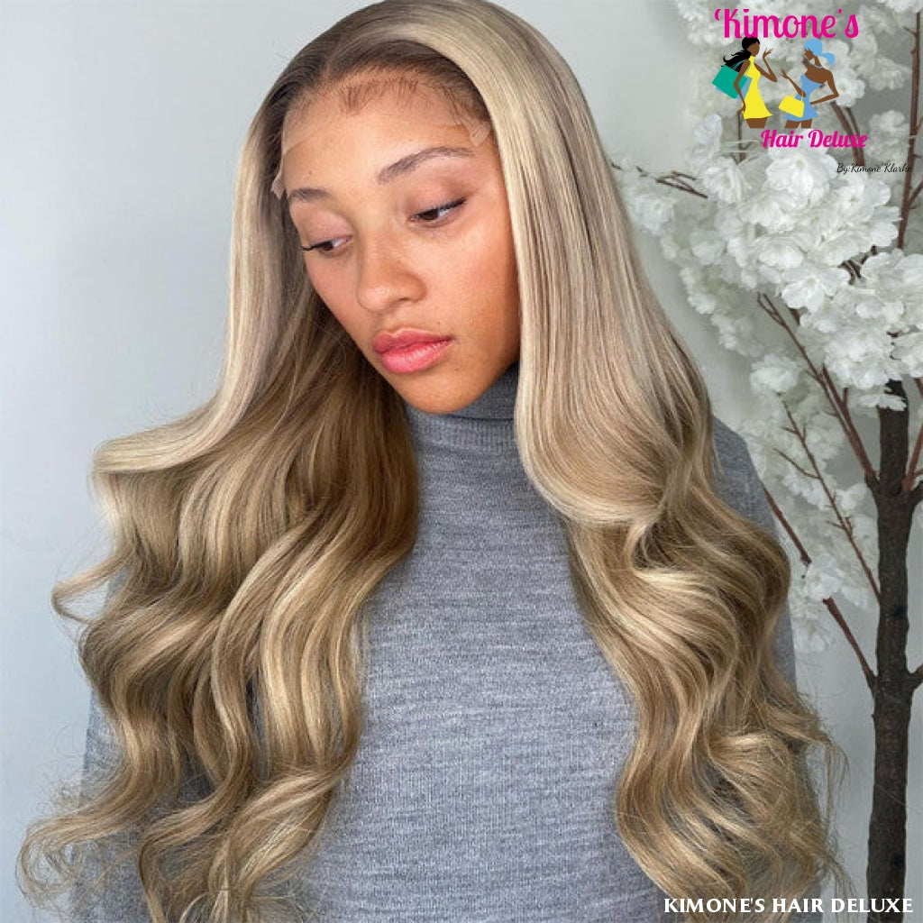 13X4 Platinum Blonde Highlight P18/613 Straight Human Hair Wigs 180% 18 200168148