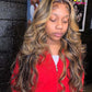 #1B/27 Piano Color Honey Blonde Highlights Balyage Colored Body Wave Lace Front Wigs Straight/body