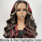 13x4 Transparent 12A Skunk Stripe Wigs Black Red Blonde Highlight Front Wigs Human Hair Body Wave