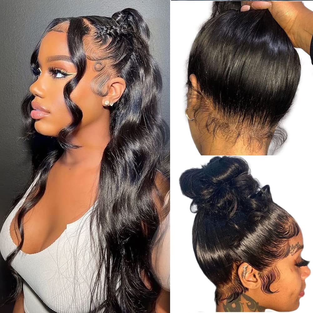 360 Lace Frontal Wig Pre Plucked Transparent Straight Human Hair 180% Remy