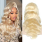 613/Blonde 13x4 10A  Transparent  lace front wig(BODYWAVE)12-24inches 180%