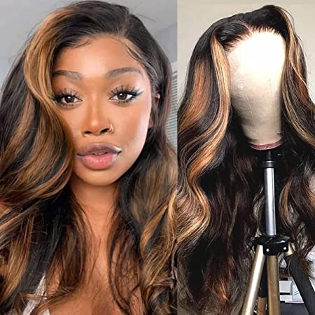 13x4/4x4 180% HD Lace Front 1b/27 Bodywave Natural B con reflejos Ombre Honey Brown 12-28