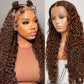 13X4 HD Chocolate Brown #4 Lace Front Human Hair Wig 180%  Virgin Deep wave 10-26in