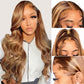 13x4 Transparent Highlight 4/27 Lace front 180%Pre Plucked Brazilian Remy Hair wig