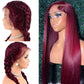 99j Reddish Burgundy 13x4 HD Lace Front Human Hair Wigs Straight 180% Density