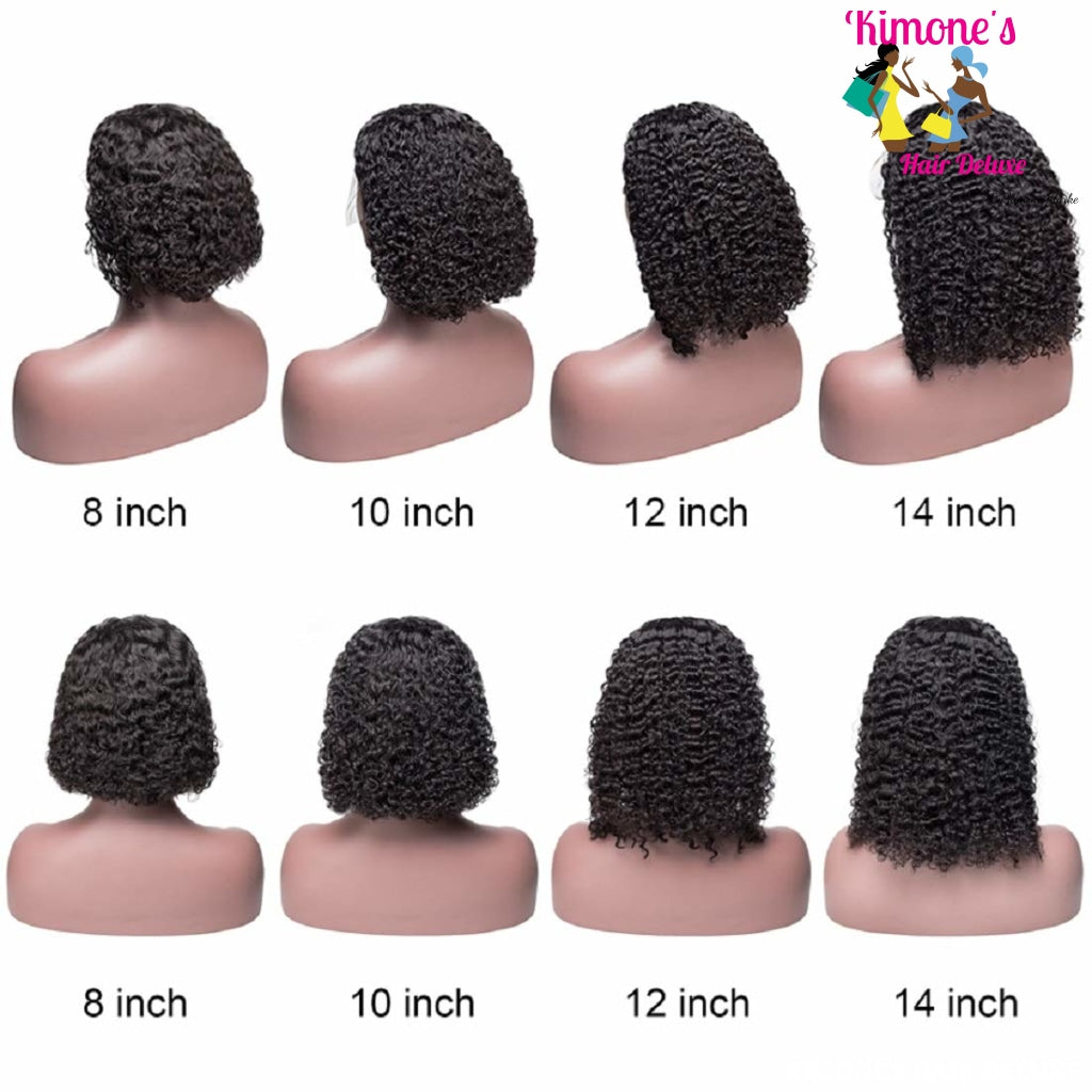 8A Short Curly (Deepwave)Bob Wigs Brazilian Virgin Human Hair Lace Front 13X4 Part 150% Density Pre