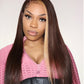 13X4 HD Transparent Brown Wig Blonde Skunk Stripe 180% 18-30in