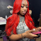 Red Wavy Colored Red Wigs 180% Women 13x4 Body wave 9A Virgin Hair  Lace wig