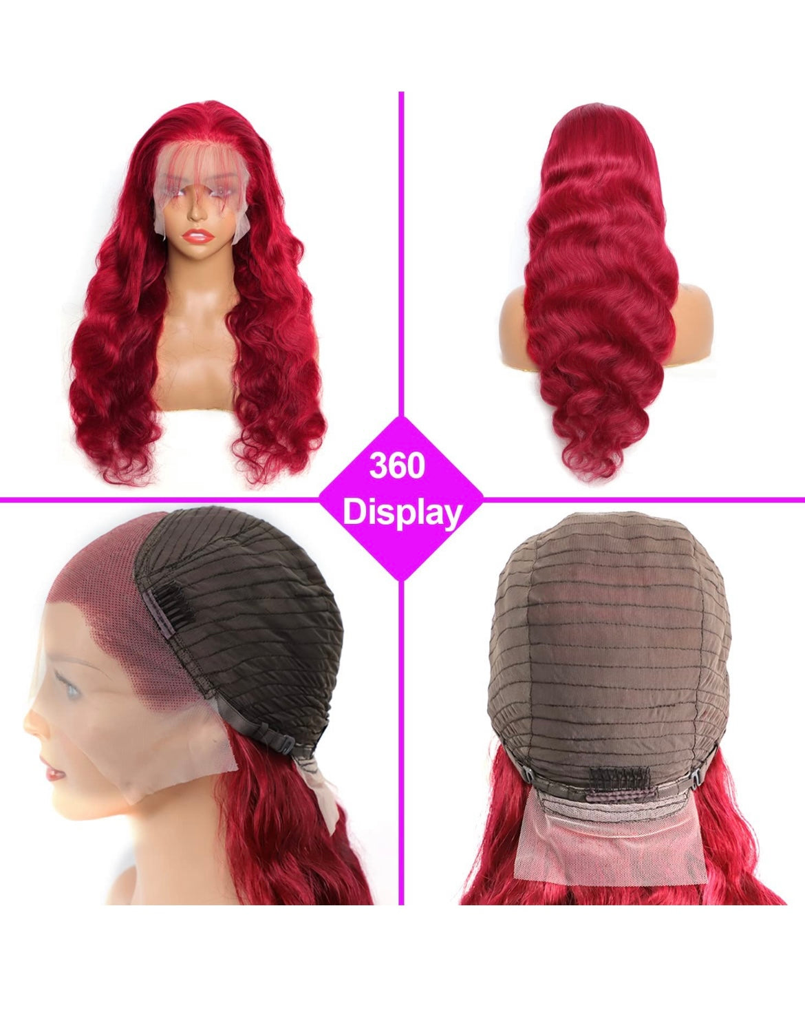 Red Wavy Colored Red Wigs 180% Women 13x4 Body wave 9A Virgin Hair  Lace wig