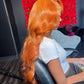 13x4 12A Ginger Bright Orange HD Transparent 180% Lace Front  Body Wave 100%Peruvian Virgin Hair