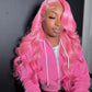 12A Pink Colored 13x4  Lace Wig 180%  HD Transparent Wig 10-26