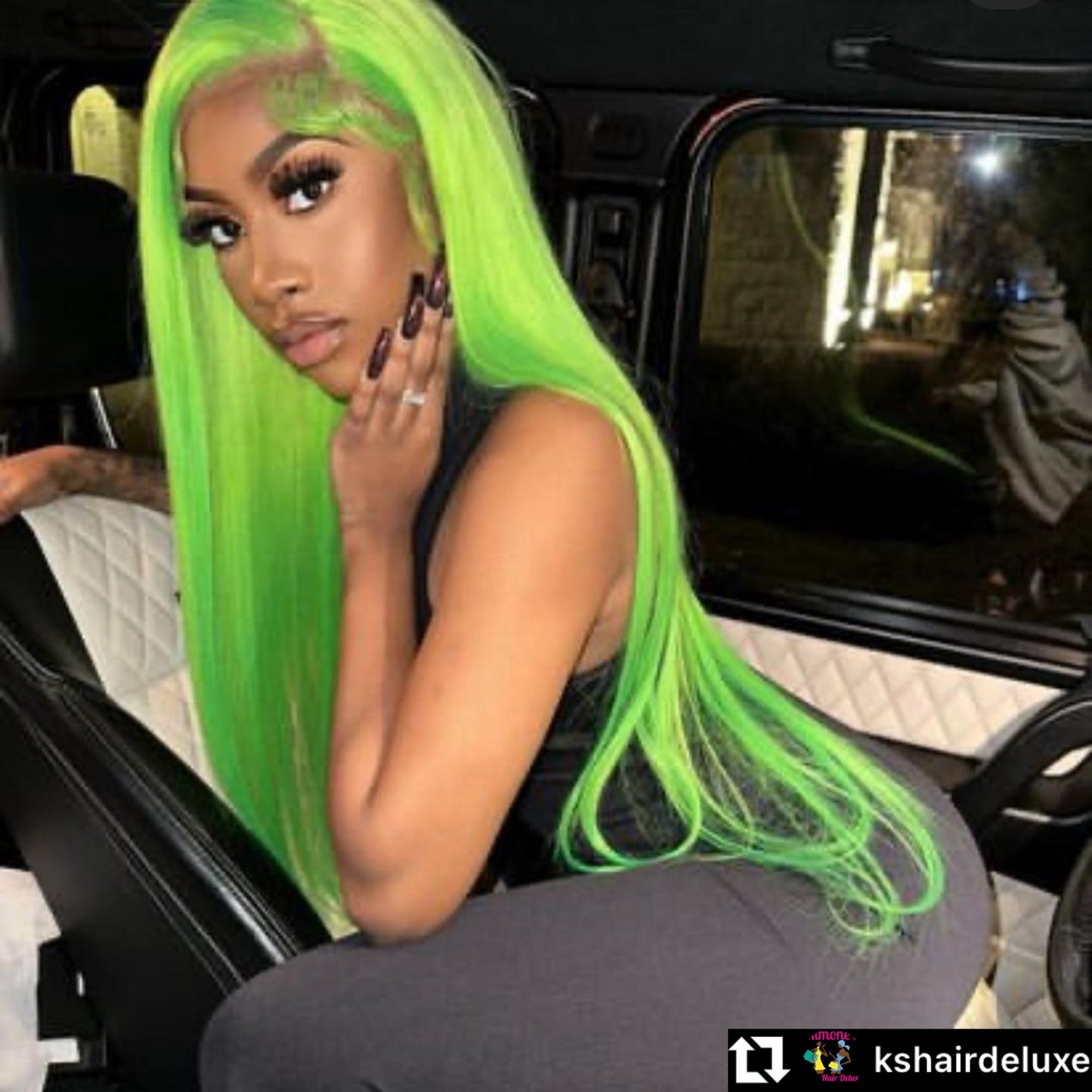 13X4 HD 10A Lime Green Straight Lace 180% Wig 10-28