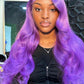 13X4 HD 180% Purple 10A Colored Lace Front PrePlucked Human Hair Wig Straight 8-24