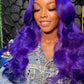 13X4 HD 180% Purple 10A Colored Lace Front PrePlucked Human Hair Wig Straight 8-24