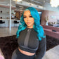 13x4 HD Turquoise HD Transparent Lace Front 8A Colored Virgin 180%