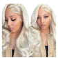 13x4 HD Ash White Hair Lace Front Wigs 180% densité 12-24in