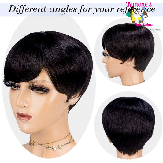 A Pixie Cut Human Hair Wigs Short Wig Non Lace Front Boy Straight With Neat Bangs 200168148
