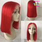 Red 360 Lace Frontal Wig Straight Human Hair Pixie Cut Bob Front Wigs 130 Remy 200168148