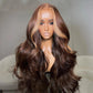 13X4 HD Transparent Brown Wig Blonde Skunk Stripe 180% 18-30in