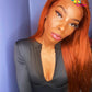 Ginger Orange Straight 13X4 #33 Lace Front Wig 180% Density Ombre Color Brazilian Remy Human Hair