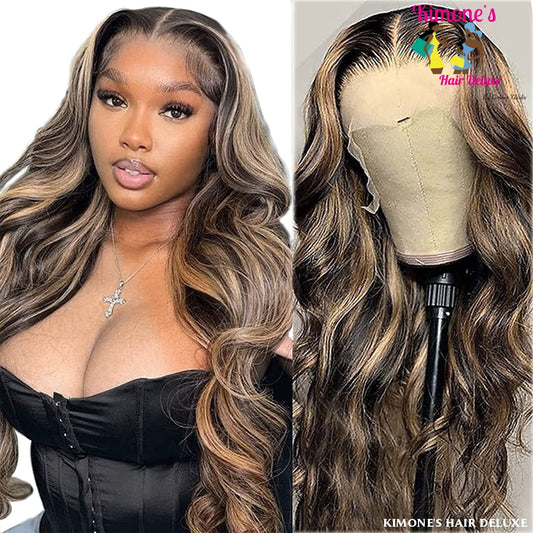 Hd Transparent #1B/613 Blonde Balyage Body Wave Lace Front Wigs 10-26 Inch 180% Hair
