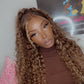 Highlight 13X4 Transparent 4/27 Ombre Lace Frontal Wigs Pre Plucked 10A Brazilian Remy Hair Wig