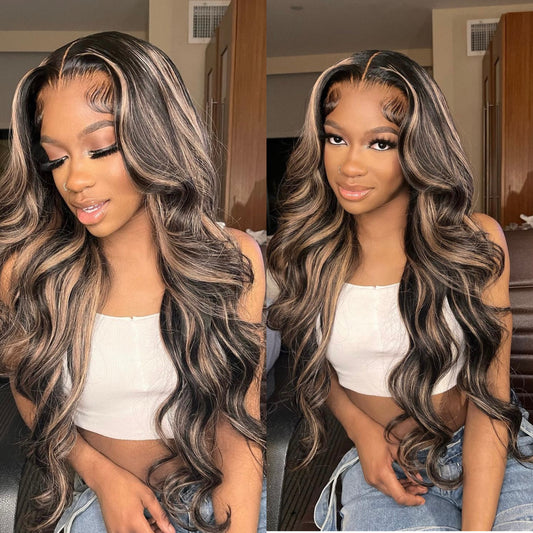 13x4 HD Piano Color Honey Blonde  Balyage HD Lace Front  Body wave 180%