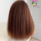 Itallian Yaki Lace Front Wigs 13X4 Transparent 10A Kinky Straight Human Hair Wig Virgin Brazilian