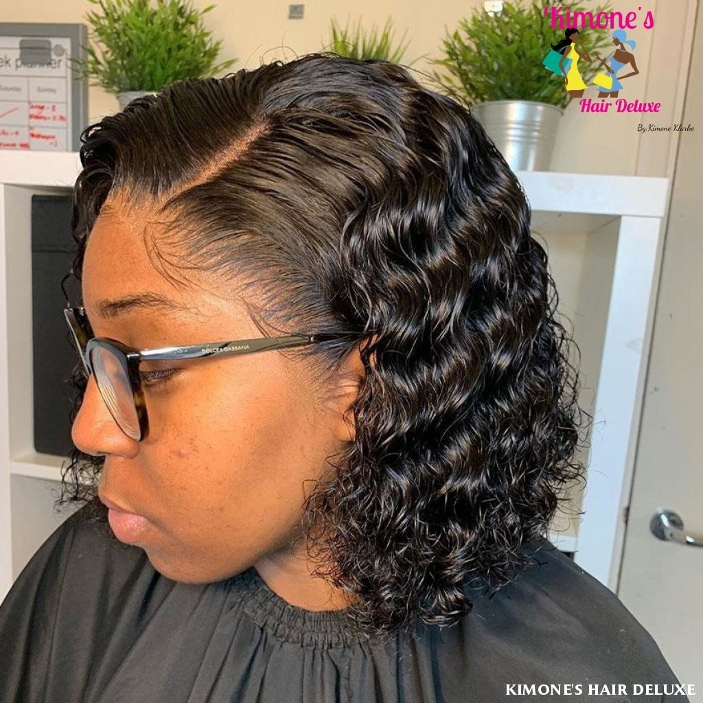 Natural Wave Short Bob Wig With Pre Plucked Hairline 8-14 150% 13X4 Lace Front Wig 200168148