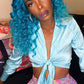 Neon Turquoise Hd Transparent Lace Front 8A Colored Virgin 180% Density 13X4 T / Front Wigs
