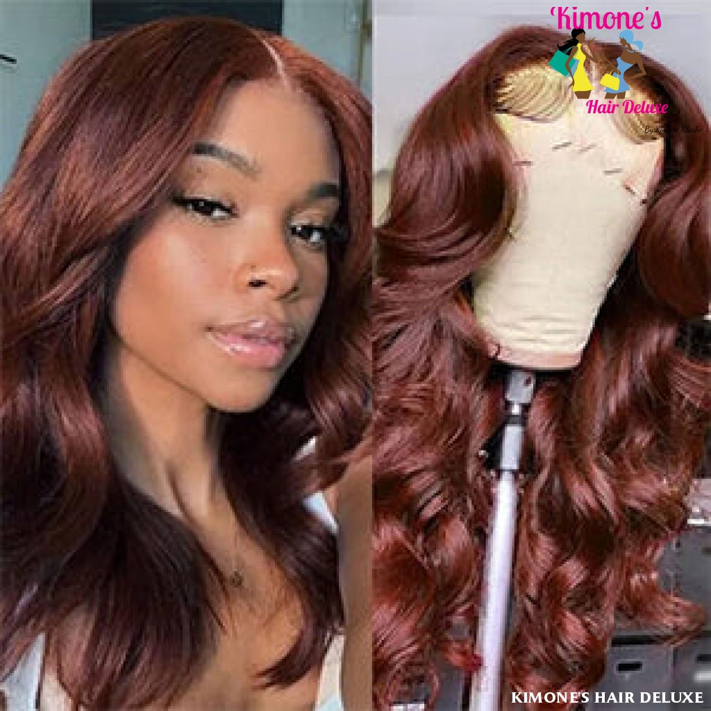 Reddish Brown 13X4 Lace Front Body Wave/ Straight Wig Human Hair For Women Brazilian Wavy Wigs Pre