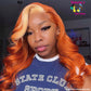 Skunk Stripe Ginger Orange With Blonde Streak Color Straight Peruvian 13*4 Hd Lace Front Wig 180%
