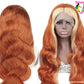 Skunk Stripe Ginger Orange With Blonde Streak Color Straight Peruvian 13*4 Hd Lace Front Wig 180%