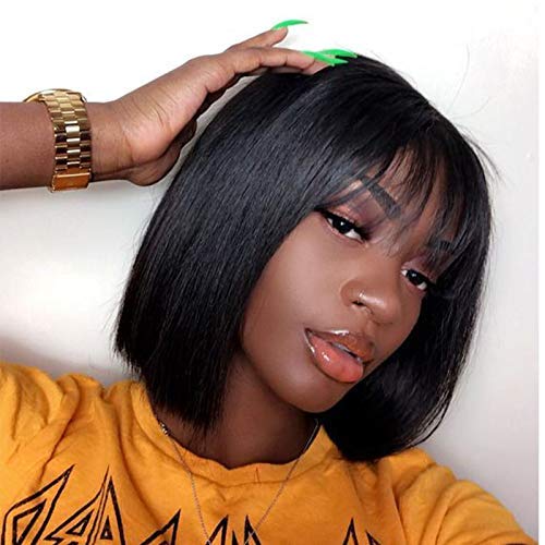 13x4 HD Bob Wig With Bangs Style Lace wig 180% Density 10A Grade